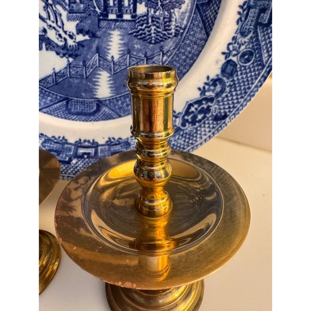 Vintage Brass Candlestick Holders Pair Modular Threaded Taper Candle Sticks 6.5
